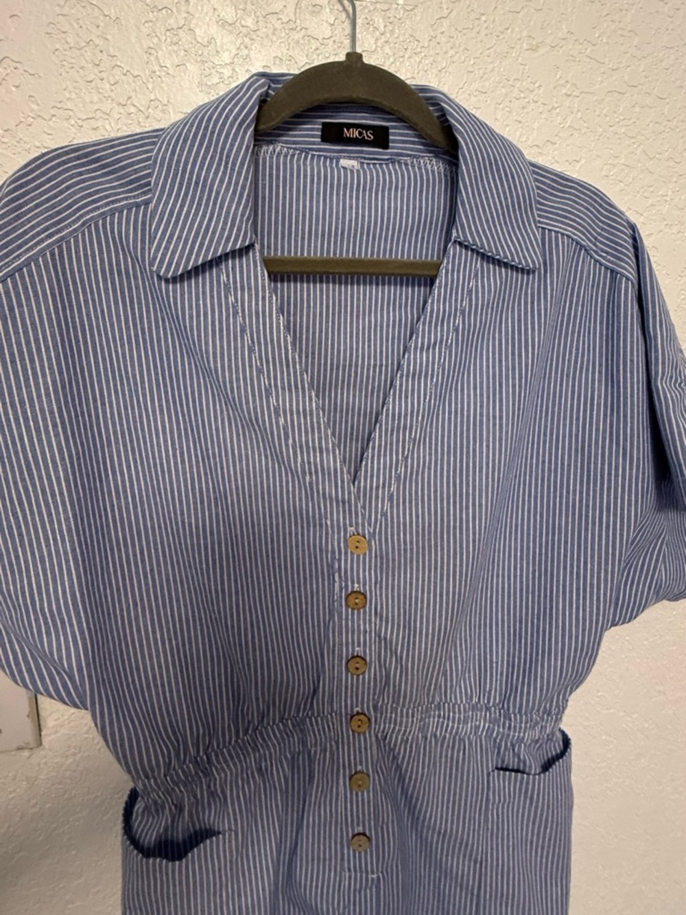 MICAS Blue & White Striped Short Romper - Size M - Boho Beach Style - Picture 14 of 14